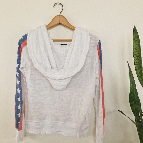 WILDFOX USA Star Hoodie, White/Red/Blue, Size Small / Medium, Super Soft! - Picture 5 of 10
